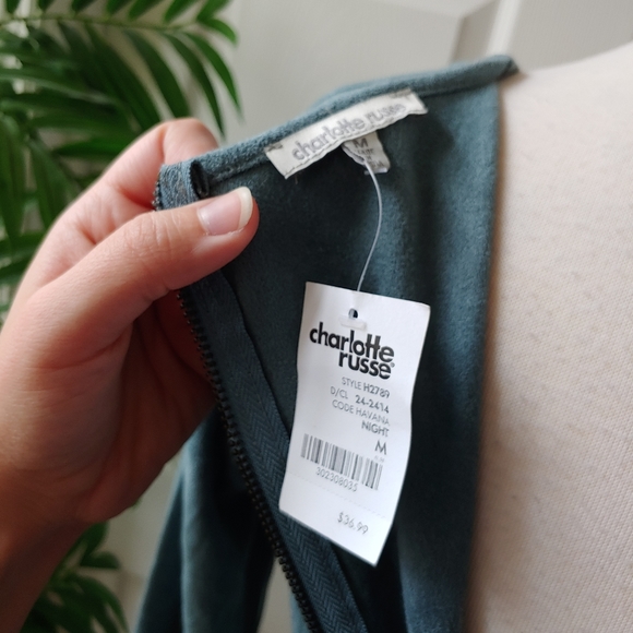 Charlotte Russe Suede Cutout Lace Up Long Sleeve Mini Dress Grey Blue Medium - Picture 8 of 8